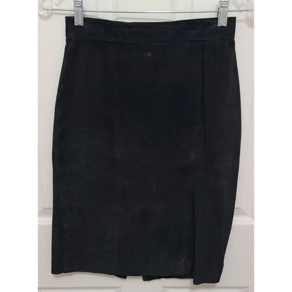 Vtg G III Leather Fashions Women's Pencil Skirt Soft Thin Leather Black Size 5/6
